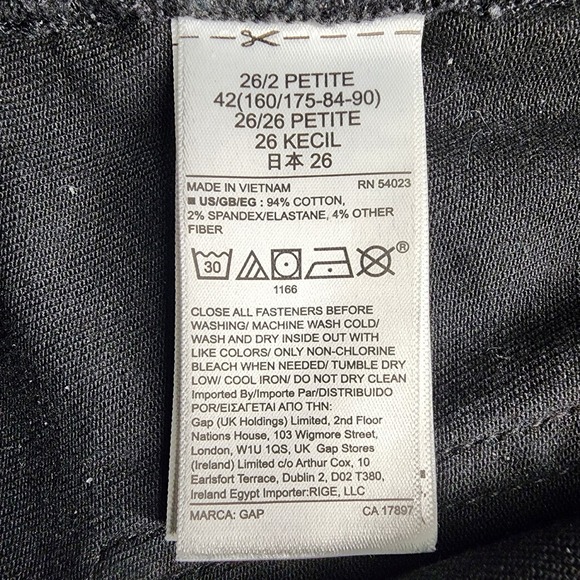 GAP‎ Women Black Classic Straight Mid Rise Petite Jeans Size 26 Petite - Picture 3 of 12